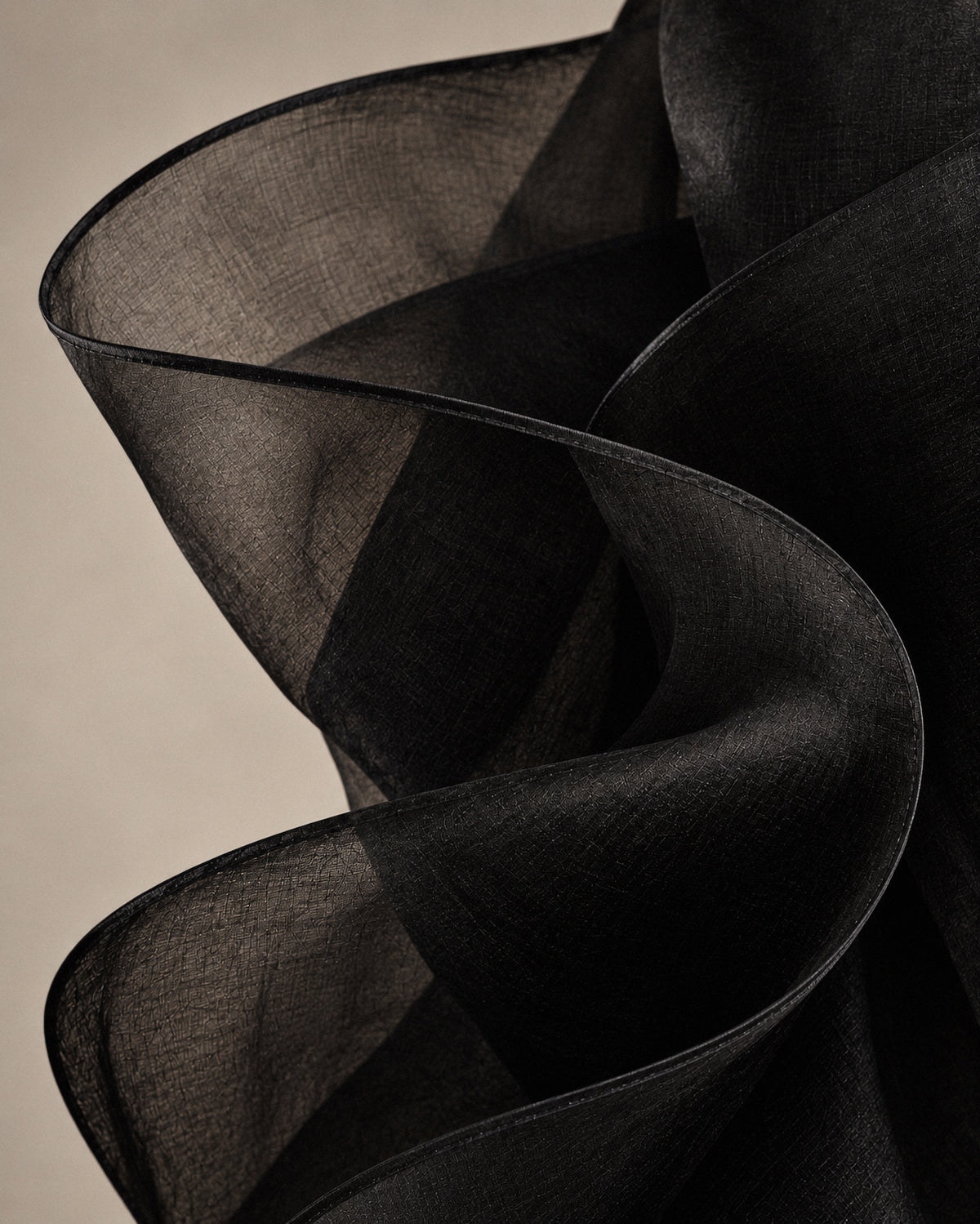 SCULPTED BLACK SILK ORGANZA GOWN