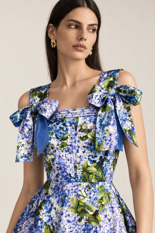 HYDRANGEA BOW SILK GOWN