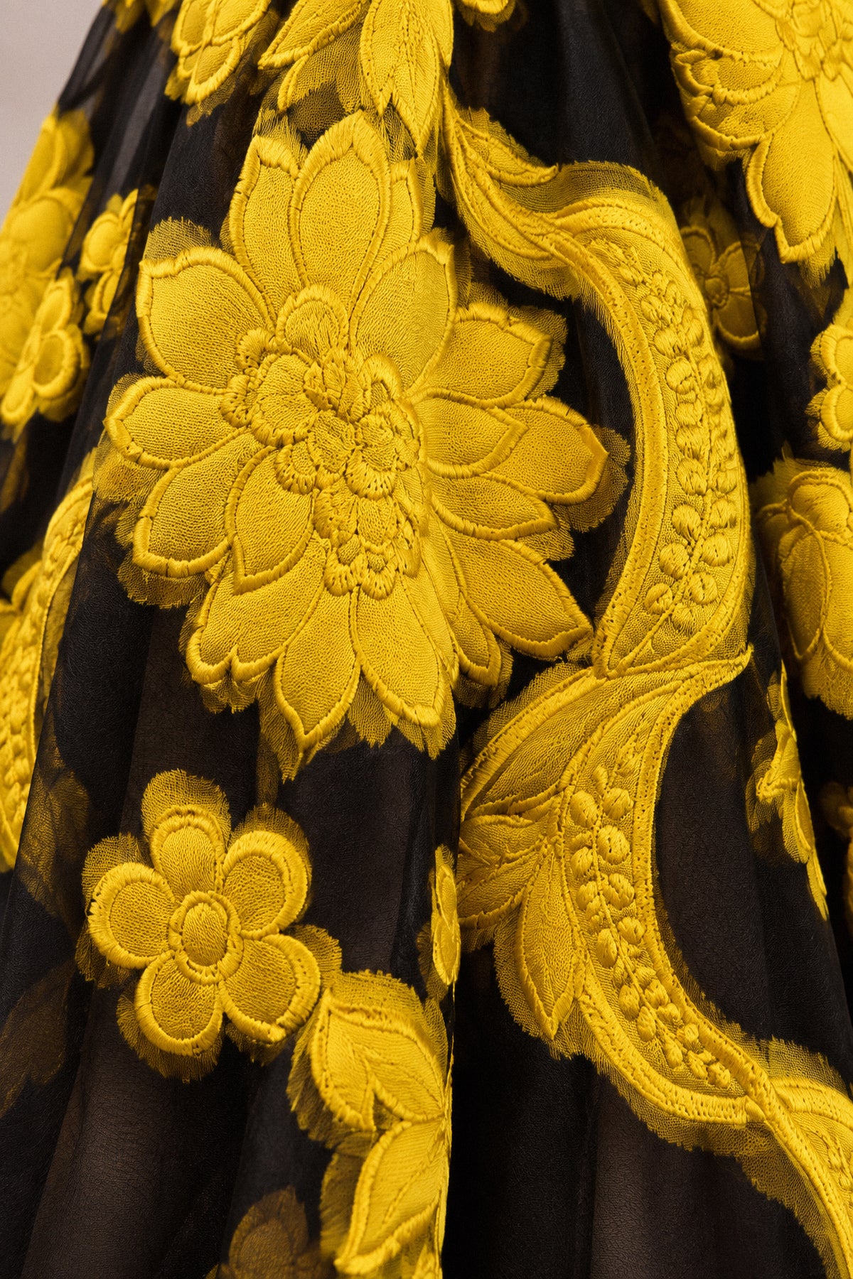SAFFRON EMBROIDERED ORGANZA GOWN