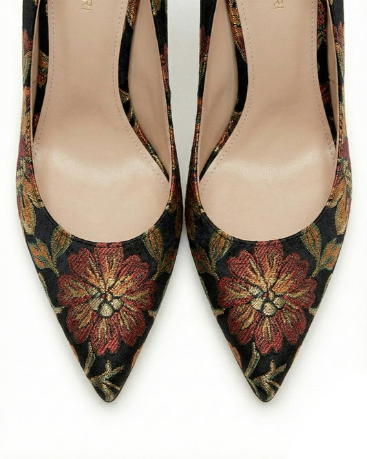 POINTED BROCADE HEELS