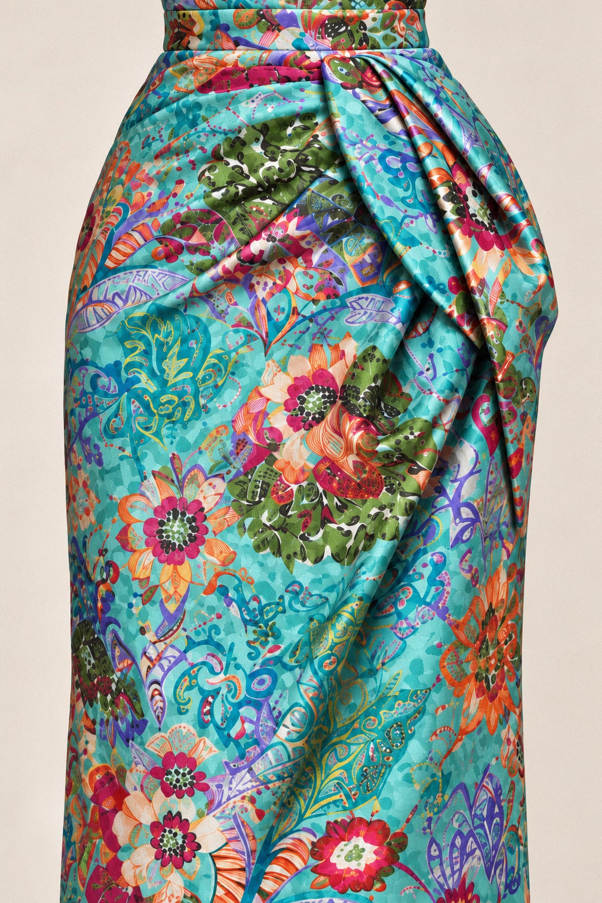 BOTANICAL SILK COLUMN GOWN
