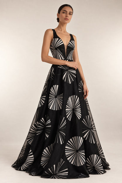 RADIATING SILK ORGANZA GOWN