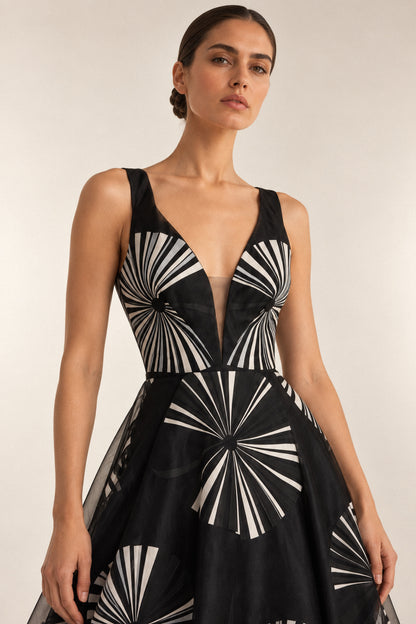 RADIATING SILK ORGANZA GOWN