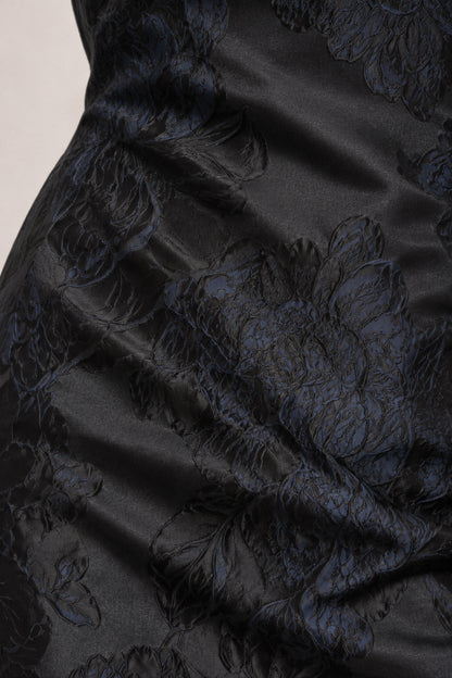 EMBOSSED FLORAL SILK TAFFETA DRESS
