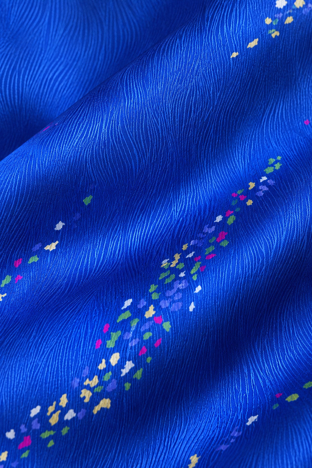 COBALT DRAPED SILK GOWN