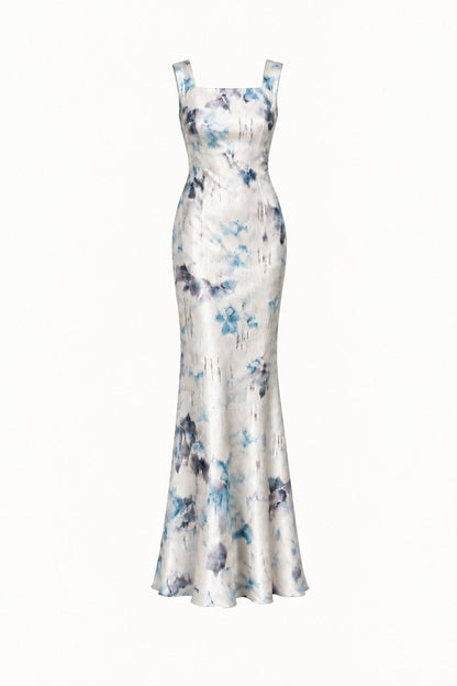 HAND-PAINTED SILK MIKADO GOWN
