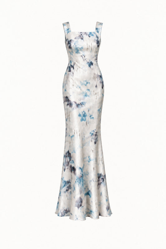 HAND-PAINTED SILK MIKADO GOWN