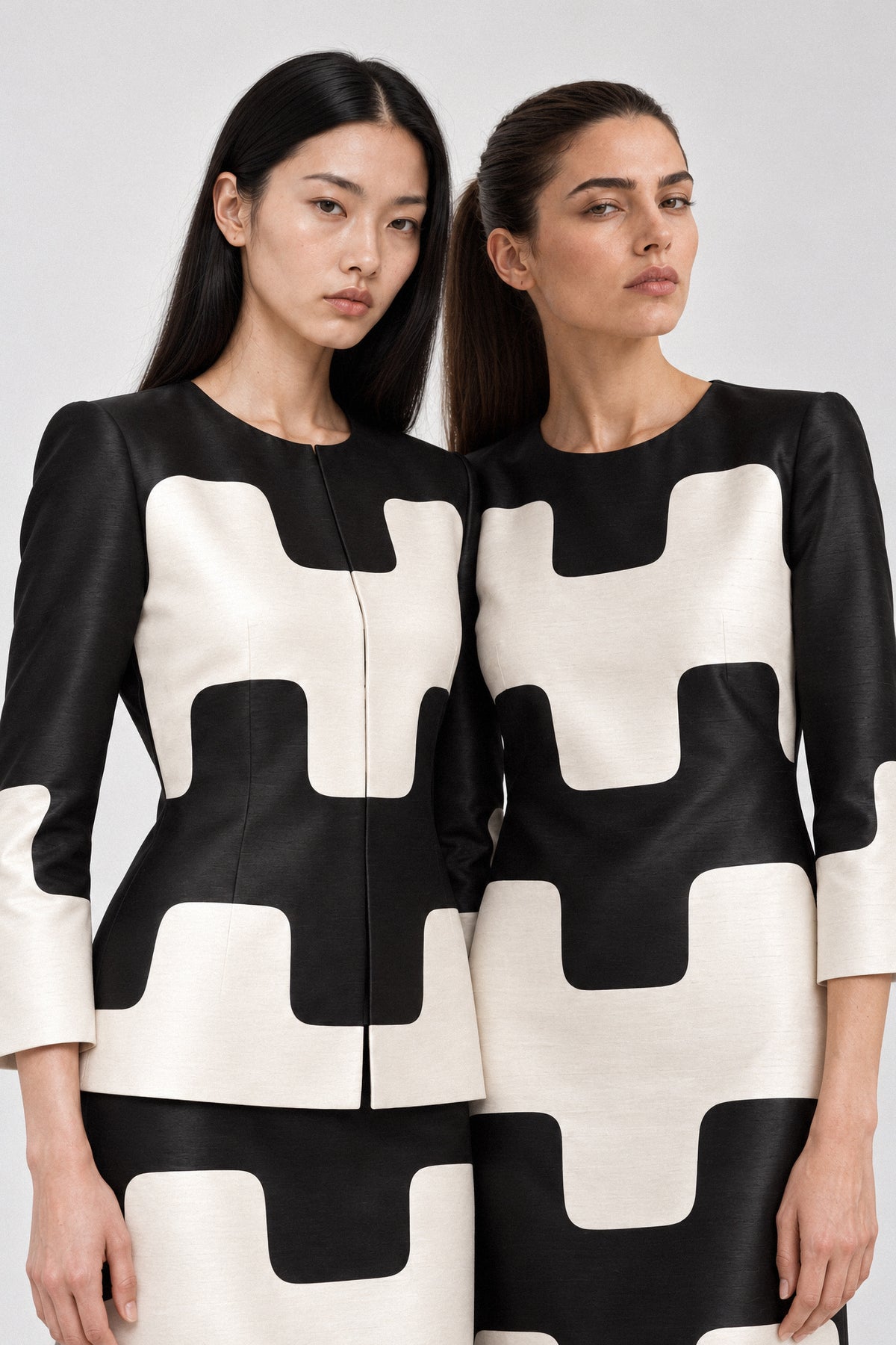 GRAPHIC SILK DUPION COLUMN DRESS