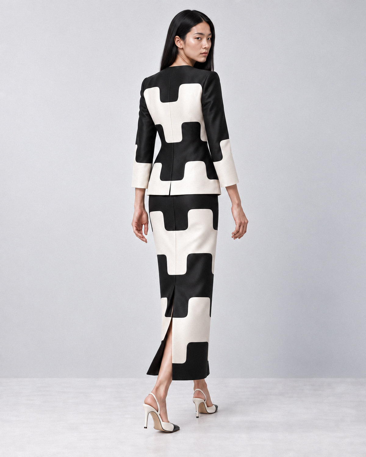 GRAPHIC SILK DUPION TWO-PIECE