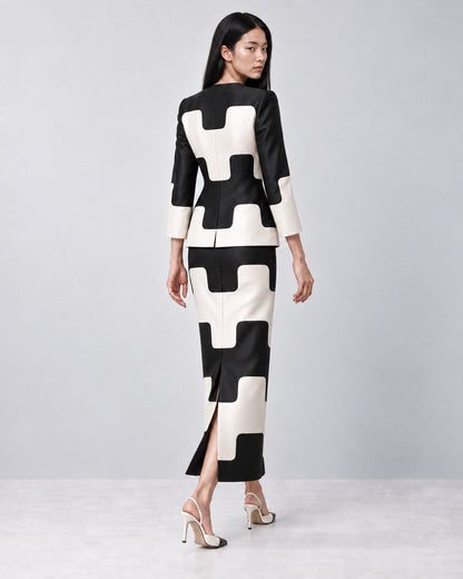 GRAPHIC SILK DUPION TWO-PIECE