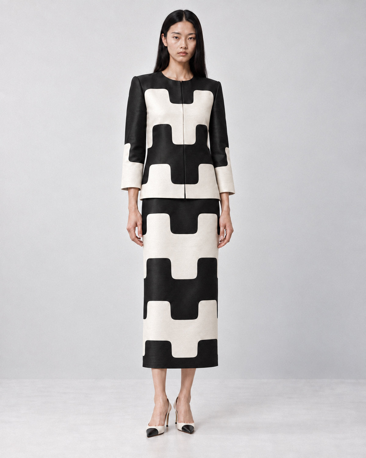 GRAPHIC SILK DUPION TWO-PIECE