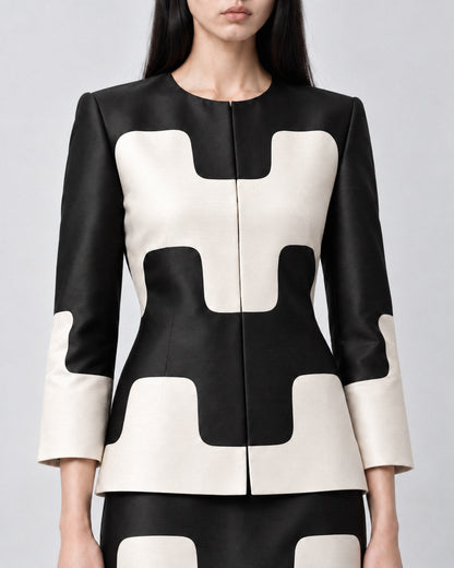 GRAPHIC SILK DUPION TWO-PIECE
