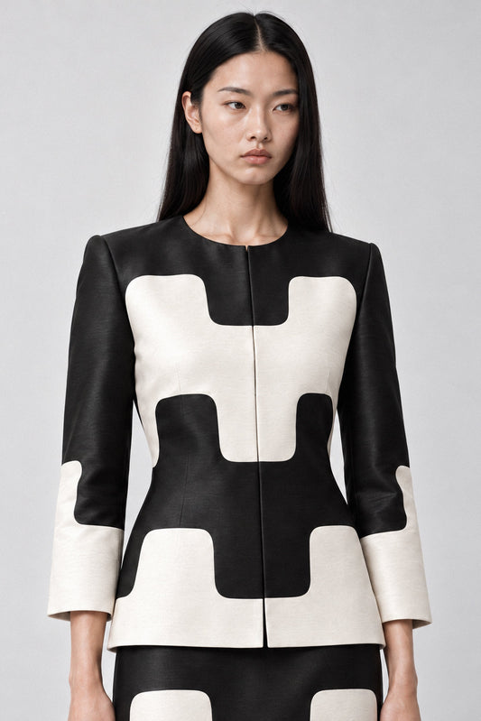 GRAPHIC SILK DUPION TWO-PIECE