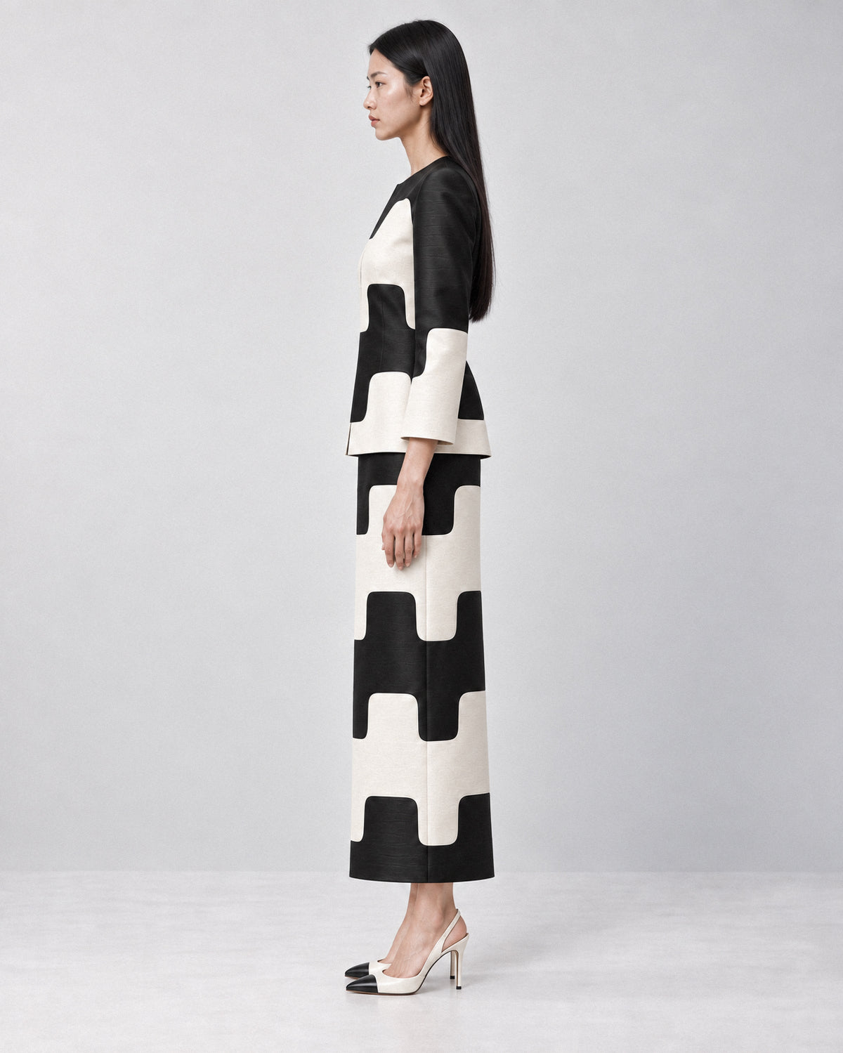 GRAPHIC SILK DUPION TWO-PIECE