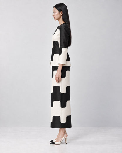 GRAPHIC SILK DUPION TWO-PIECE