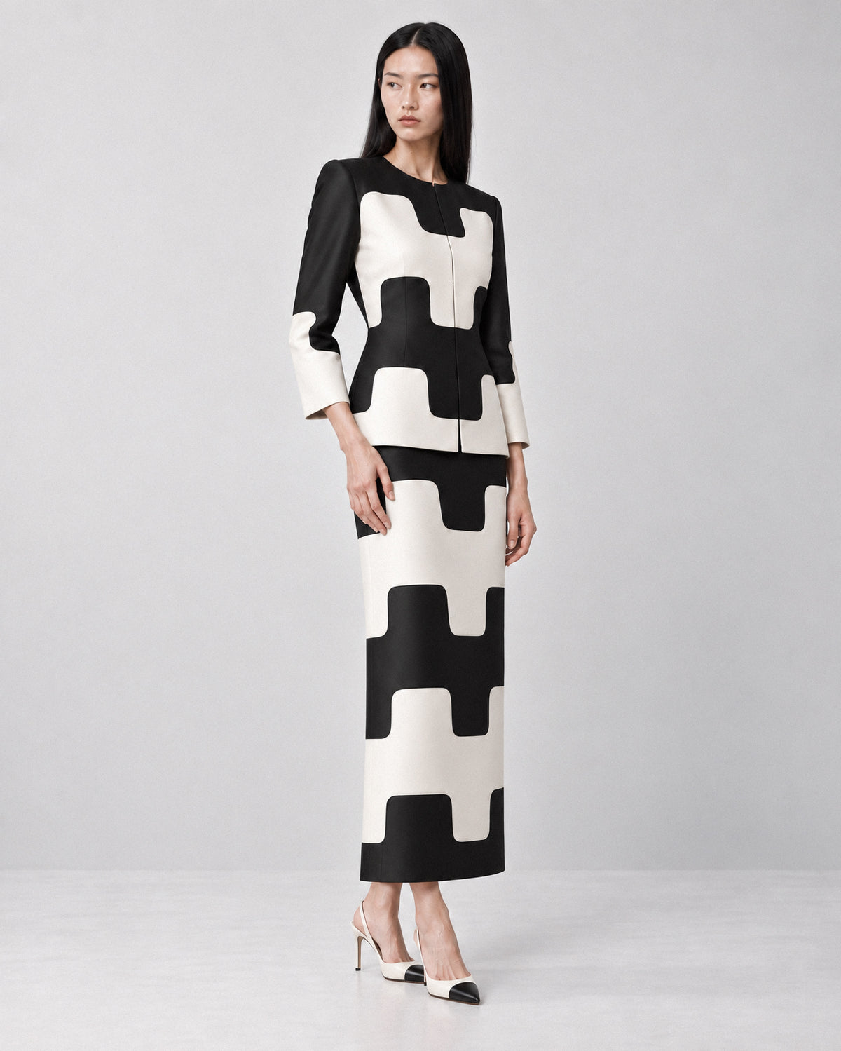 GRAPHIC SILK DUPION TWO-PIECE
