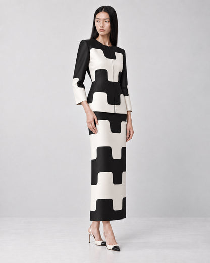 GRAPHIC SILK DUPION TWO-PIECE