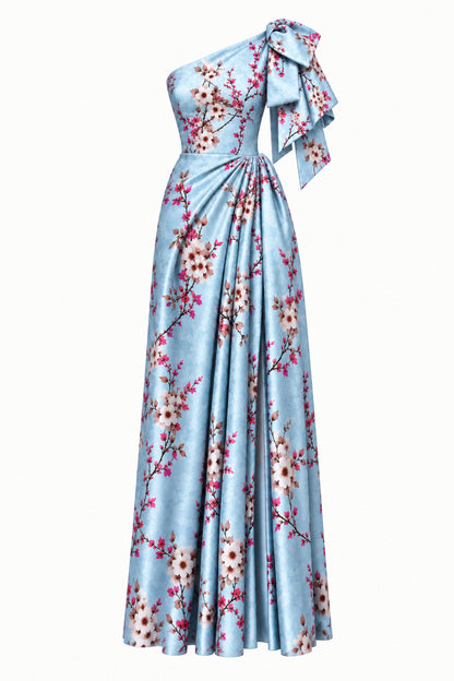BLOSSOM ONE-SHOULDER SILK GOWN