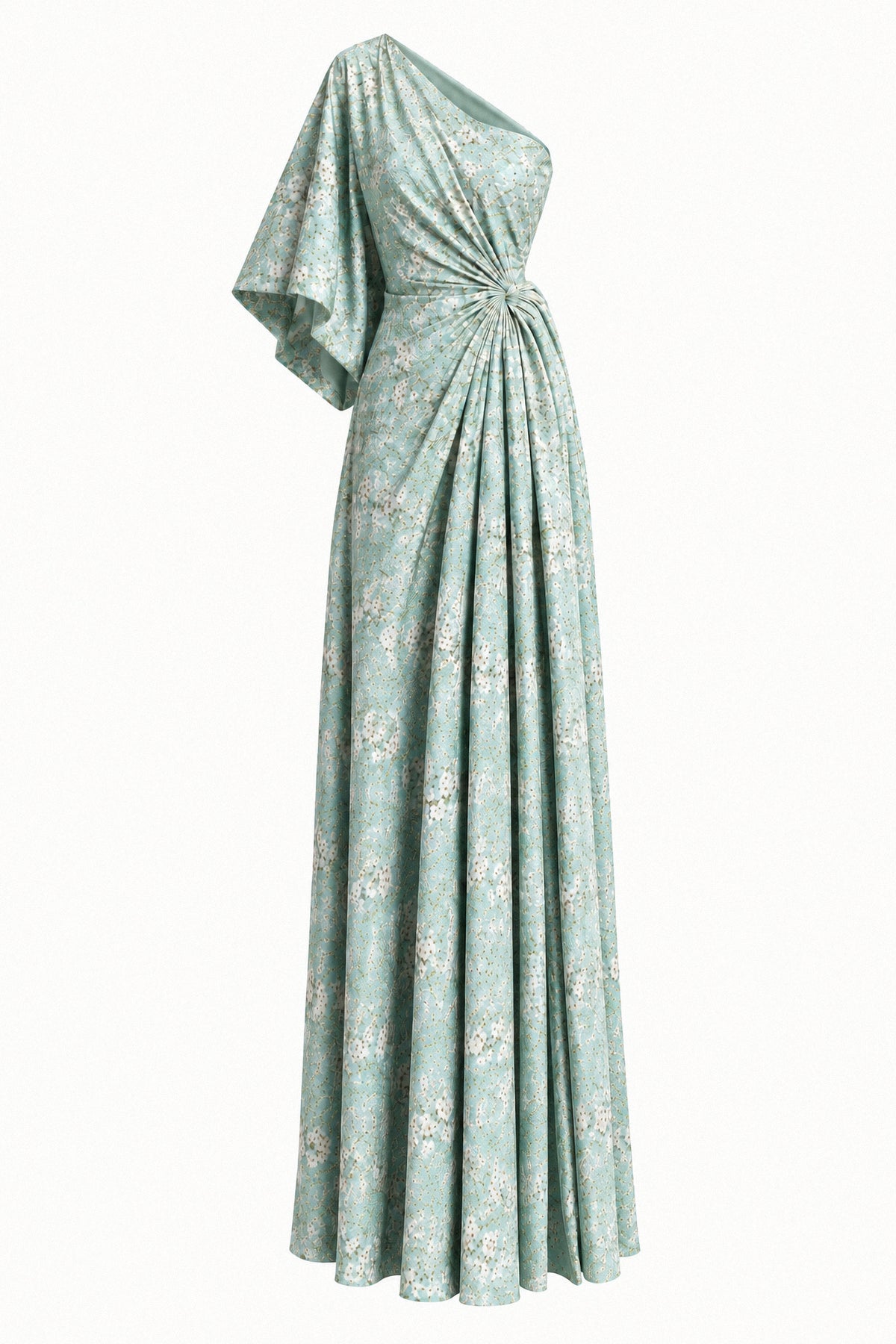MINT DRAPED SILK GOWN