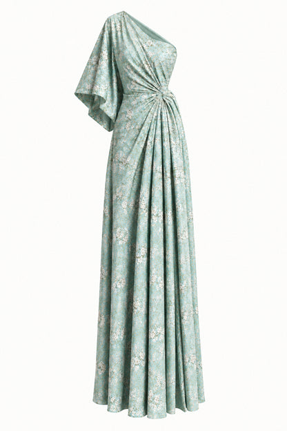 MINT DRAPED SILK GOWN