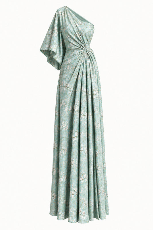 MINT DRAPED SILK GOWN