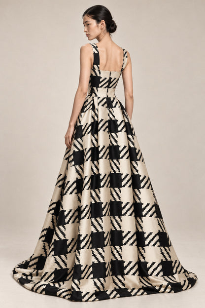 OVERSCALE HOUNDSTOOTH SILK GOWN