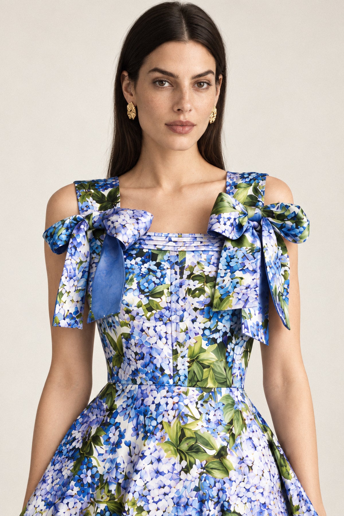 HYDRANGEA BOW SILK GOWN