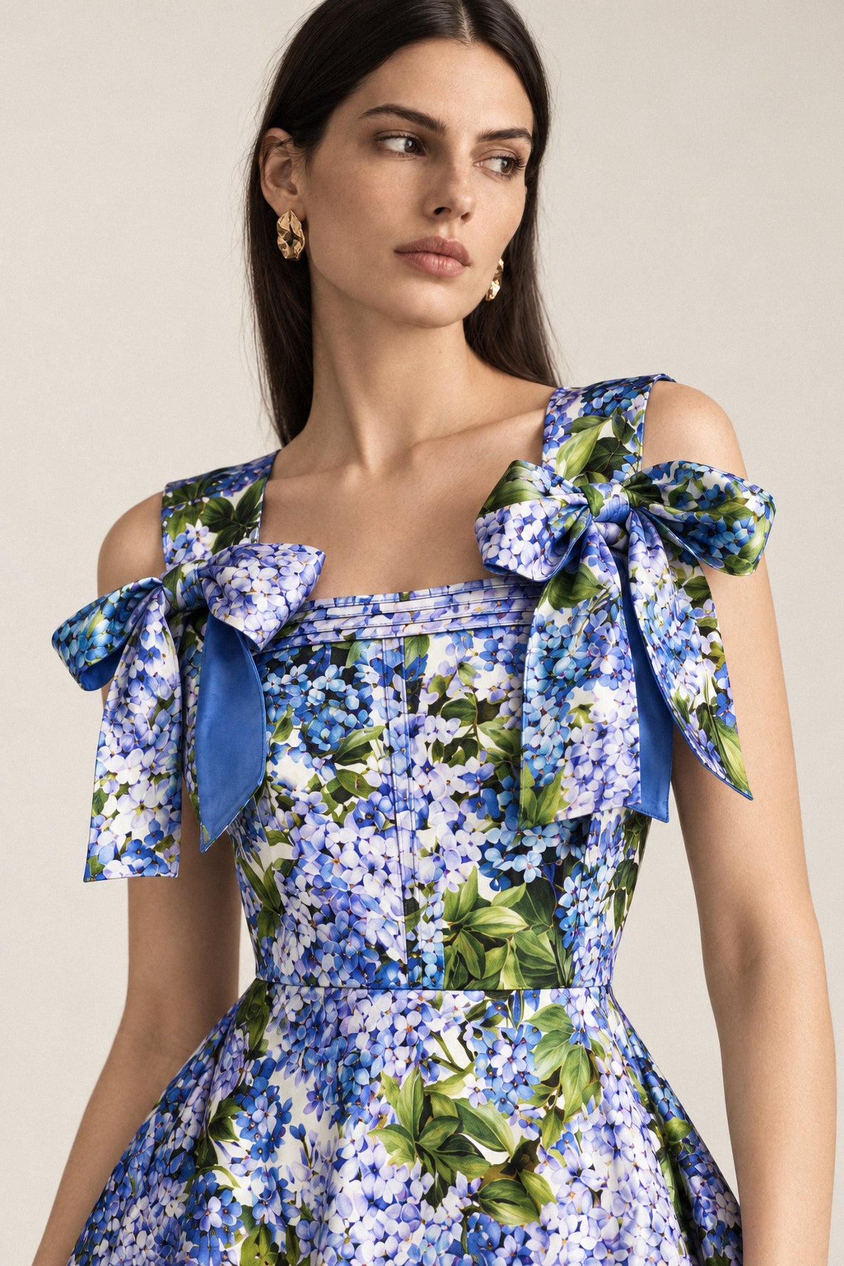 HYDRANGEA BOW SILK GOWN