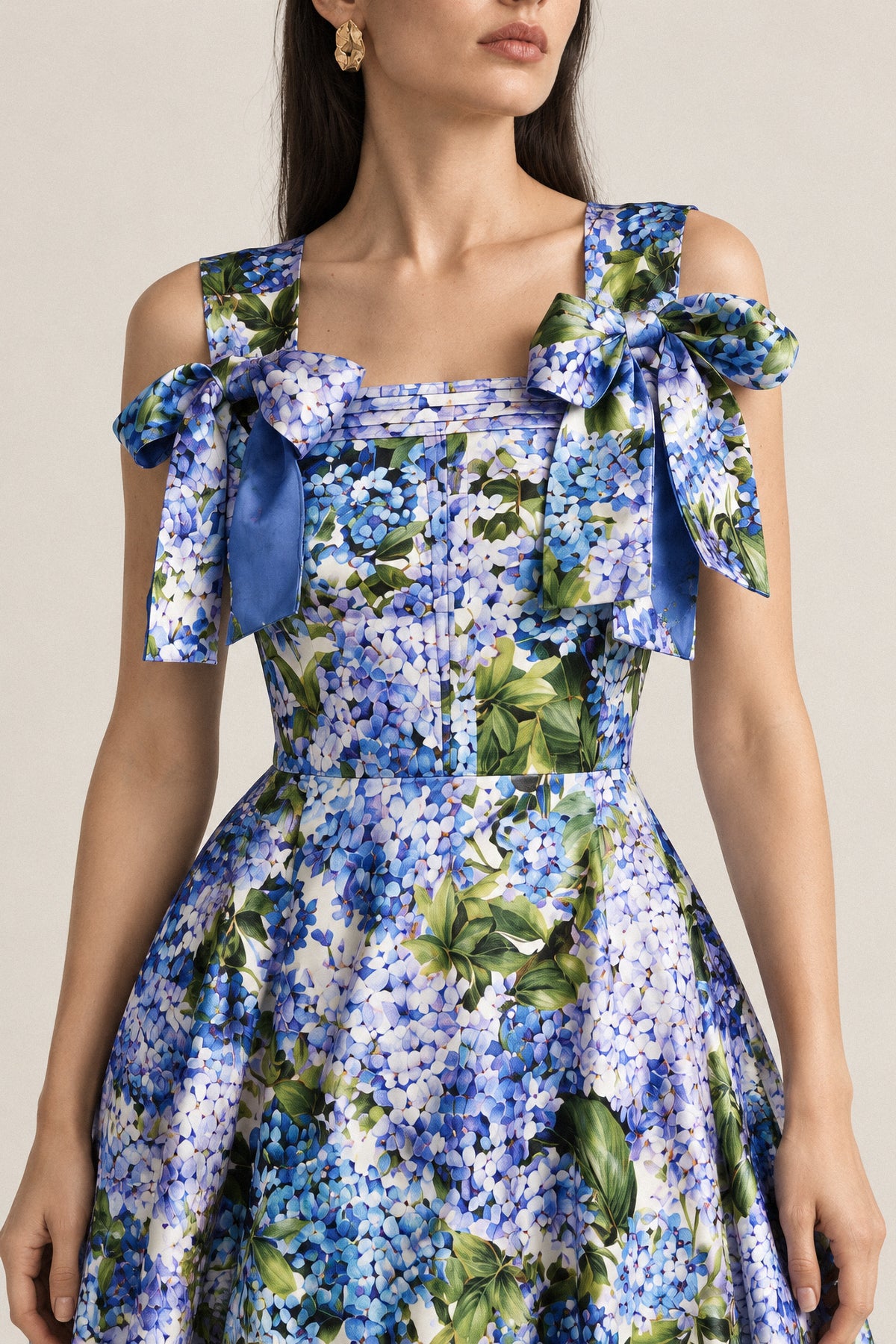 HYDRANGEA BOW SILK GOWN