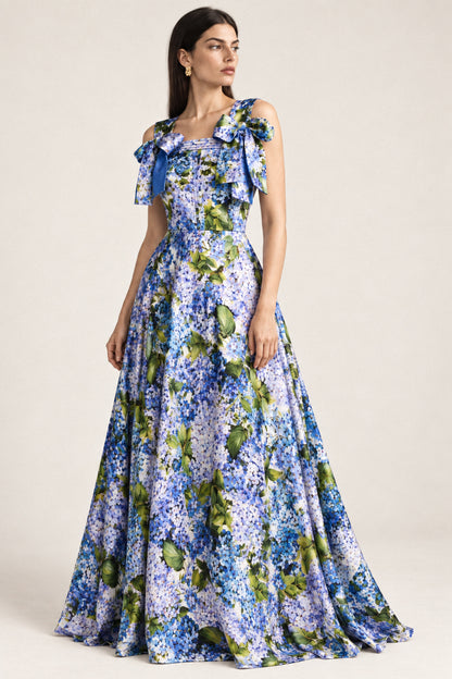 HYDRANGEA BOW SILK GOWN