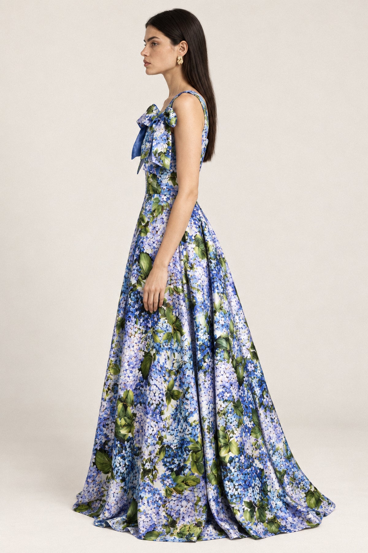 HYDRANGEA BOW SILK GOWN