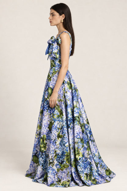 HYDRANGEA BOW SILK GOWN