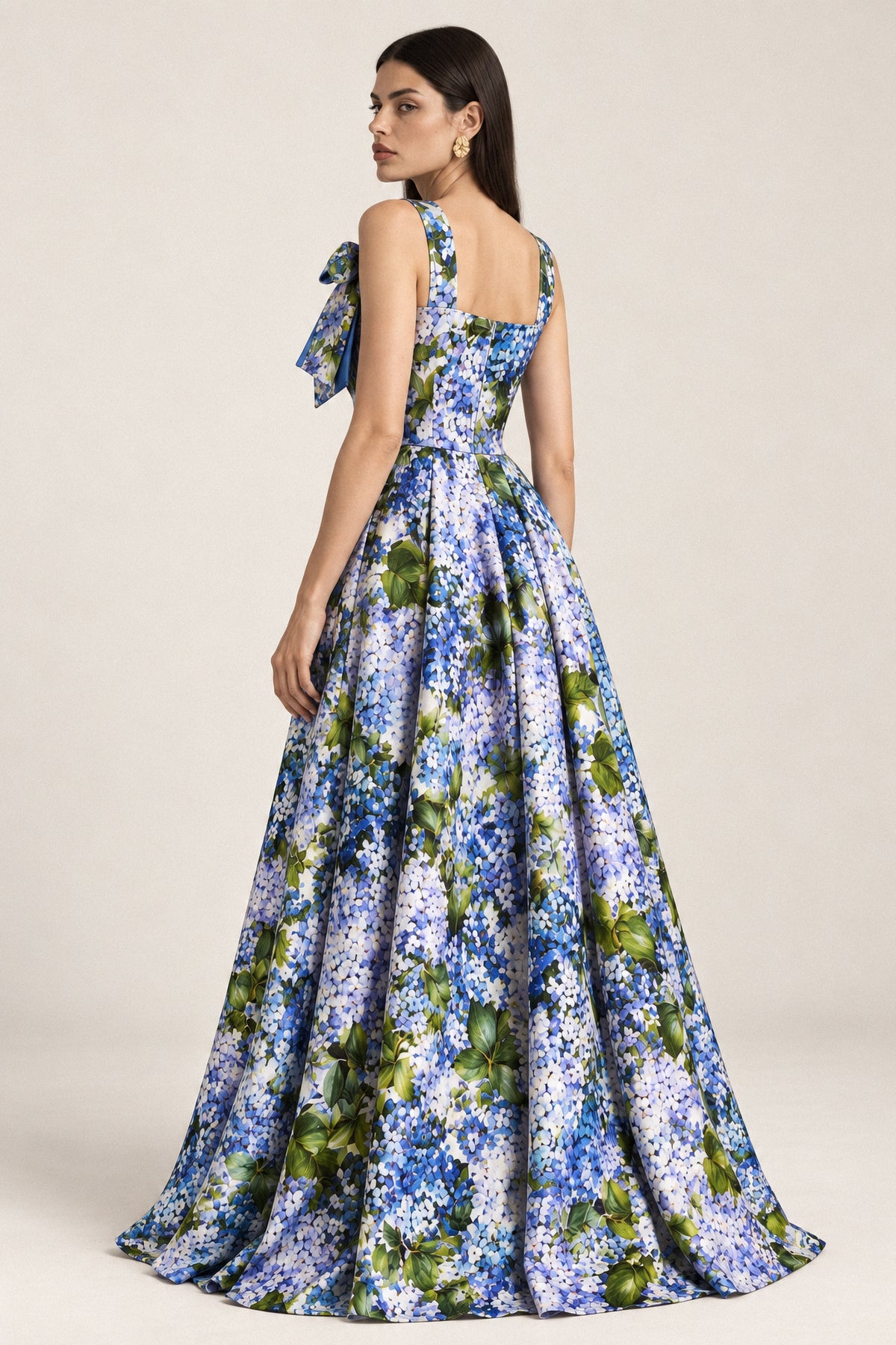 HYDRANGEA BOW SILK GOWN