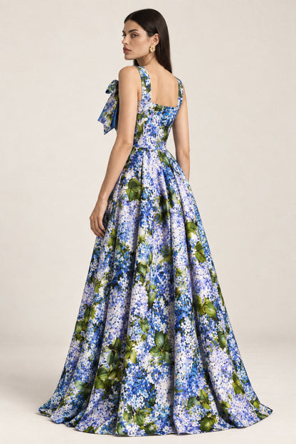 HYDRANGEA BOW SILK GOWN