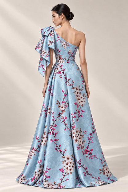 BLOSSOM ONE-SHOULDER SILK GOWN