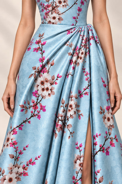 BLOSSOM ONE-SHOULDER SILK GOWN