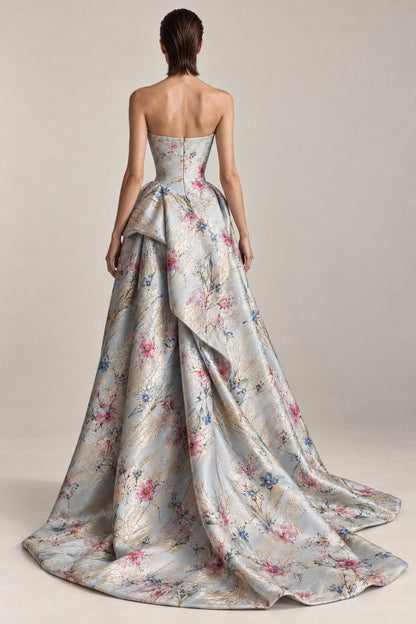 SCULPTED ICE-BLUE SILK GOWN