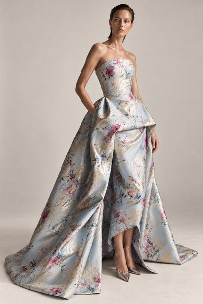 SCULPTED ICE-BLUE SILK GOWN