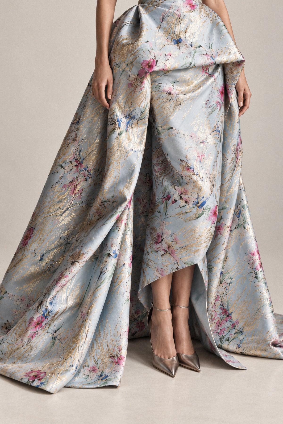 SCULPTED ICE-BLUE SILK GOWN