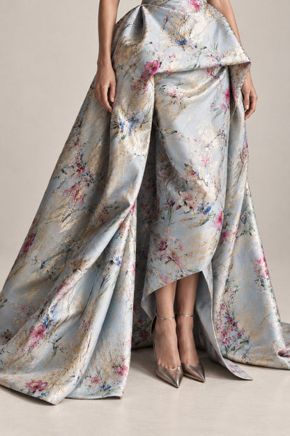 SCULPTED ICE-BLUE SILK GOWN