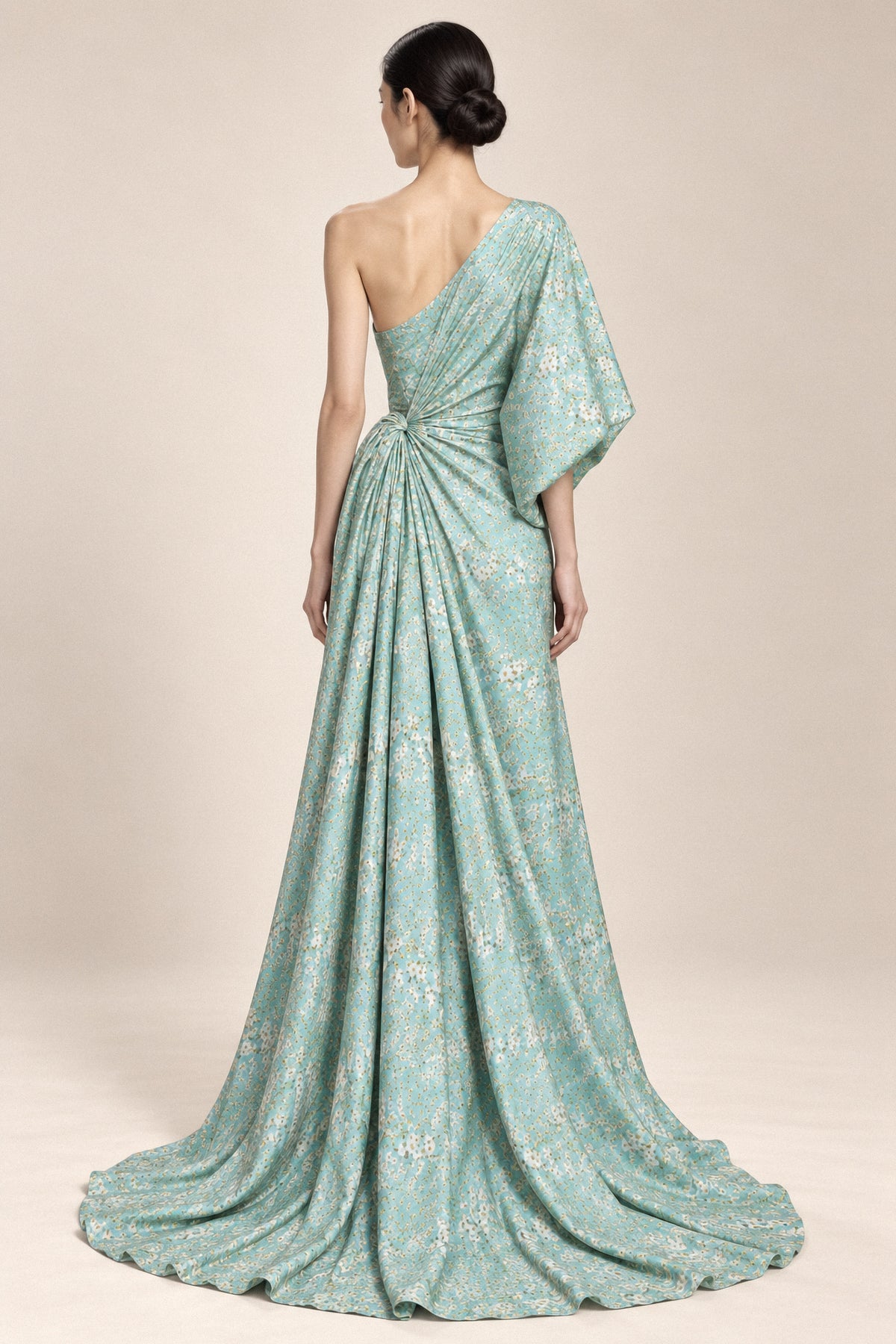 MINT DRAPED SILK GOWN