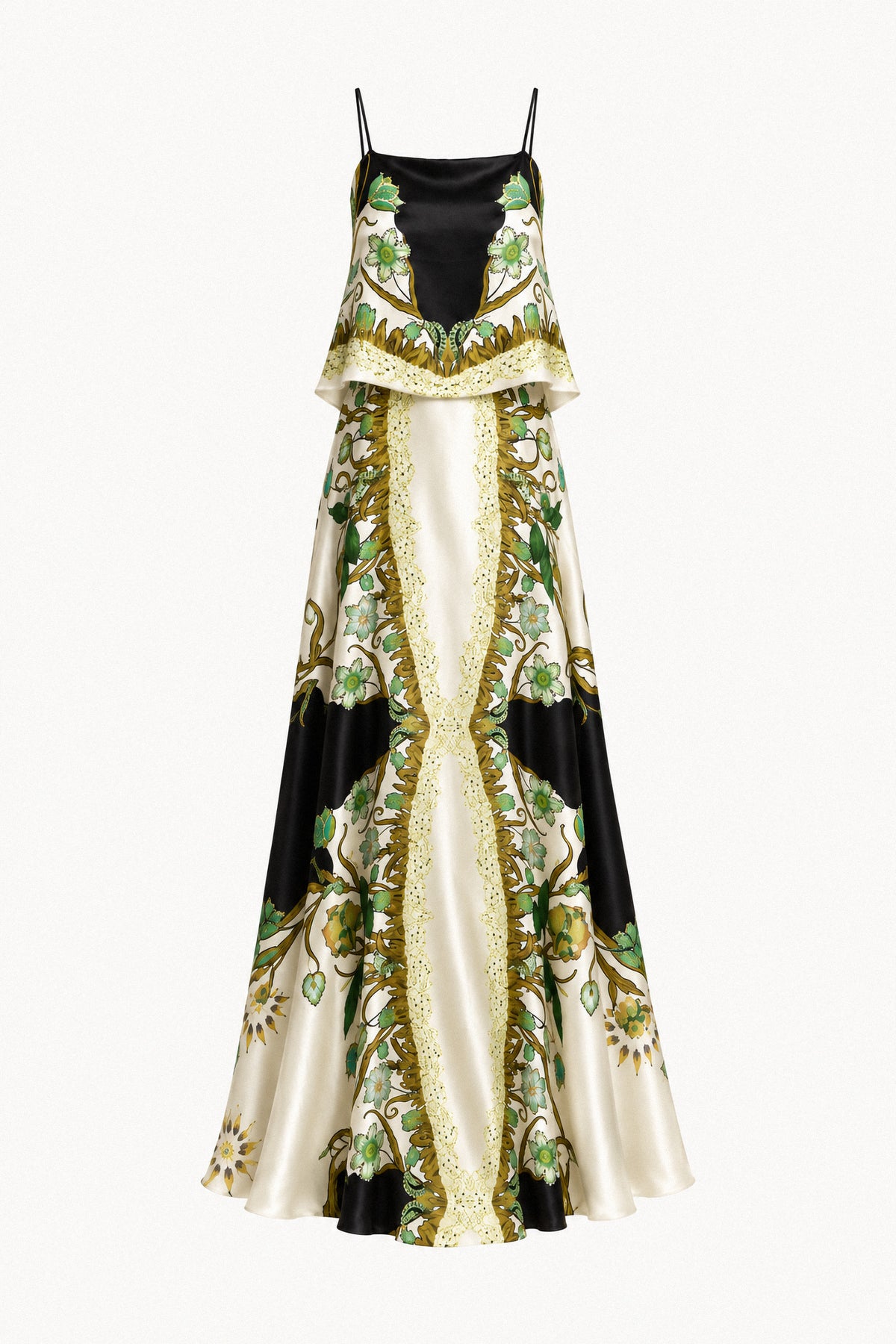 PANELLED SILK GOWN