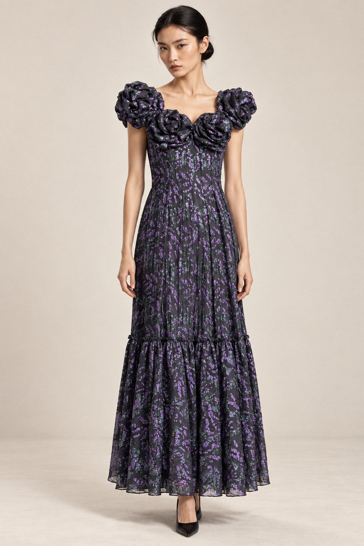 ROSETTE LAMÉ GOWN