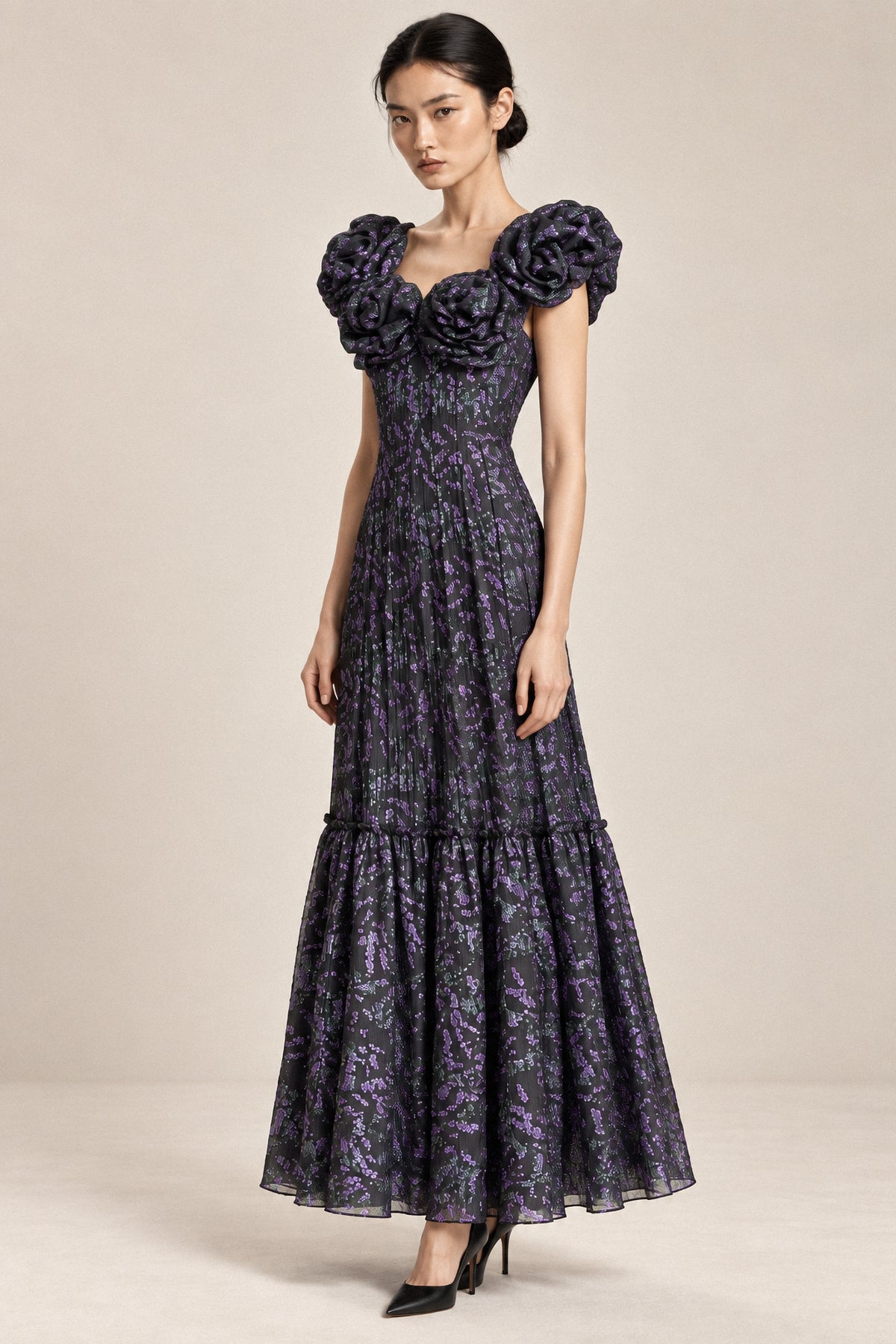 ROSETTE LAMÉ GOWN