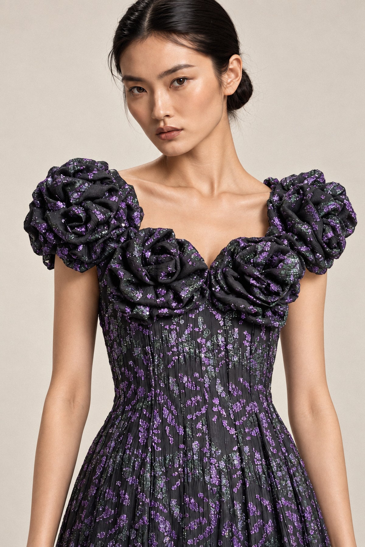ROSETTE LAMÉ GOWN