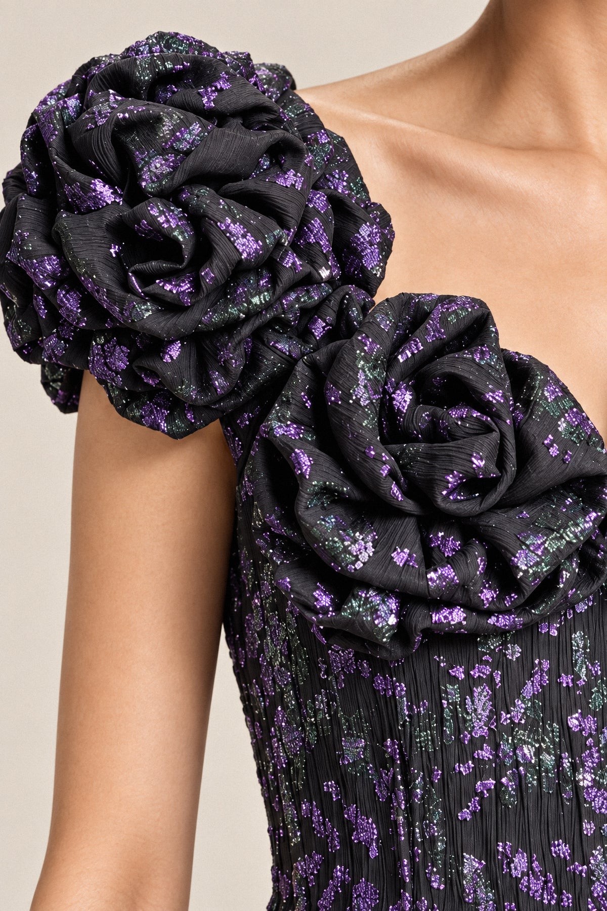 ROSETTE LAMÉ GOWN