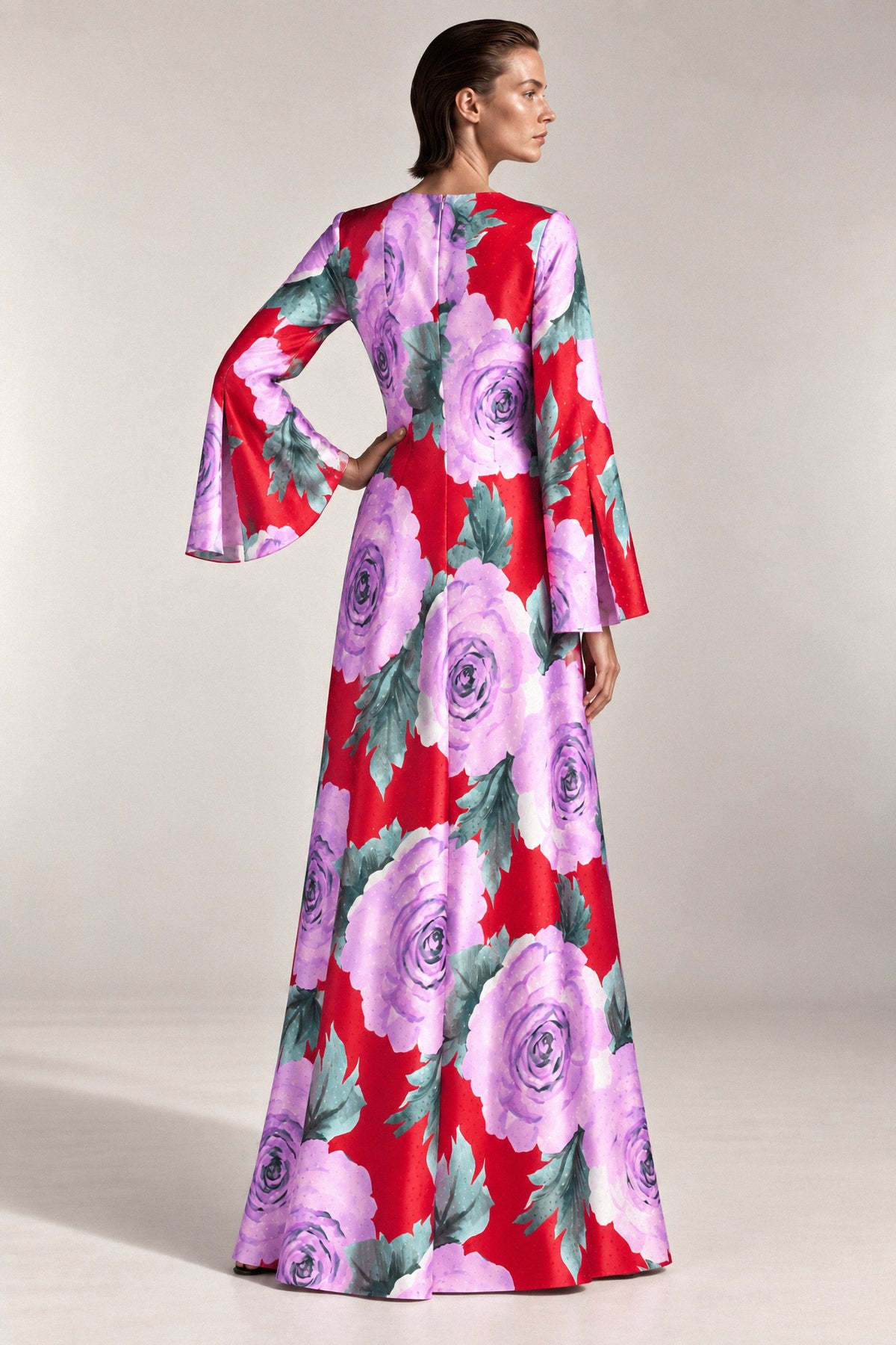 ROSE PRINT SILK GOWN
