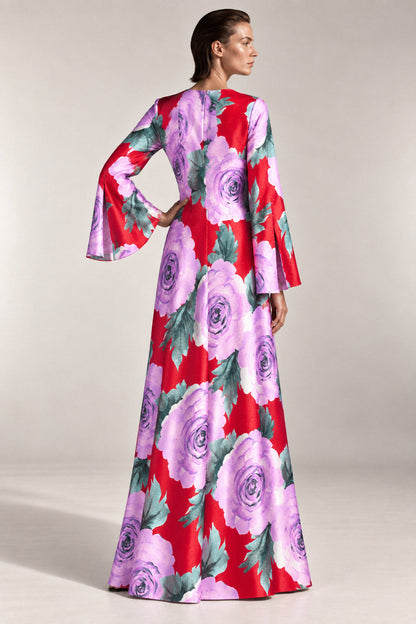 ROSE PRINT SILK GOWN