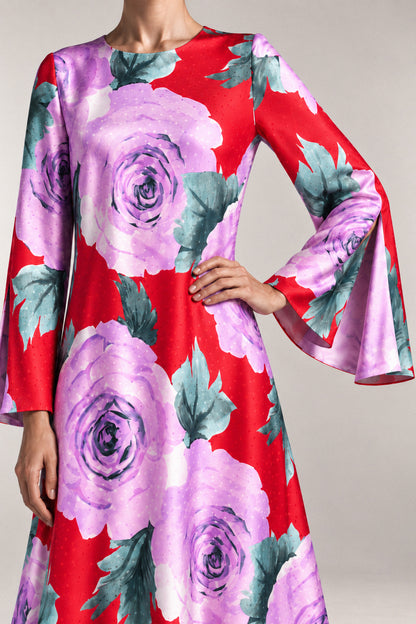 ROSE PRINT SILK GOWN