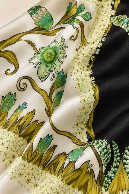PANELLED SILK GOWN